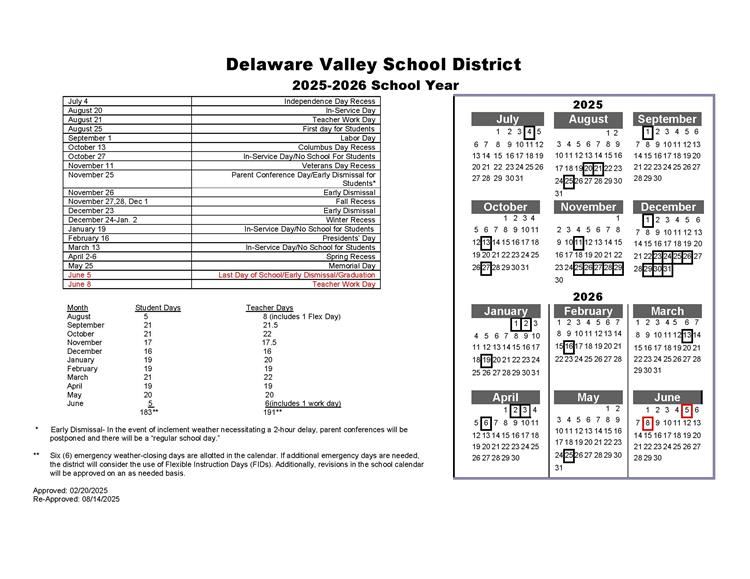  Revised School Calendar
